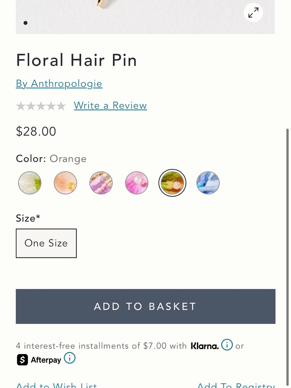 Anthropologie Floral Hair Pin - Orange Flower. No tag - Picture 4 of 7